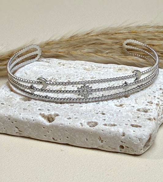 Celestial Open Bangle - Stainless Steel