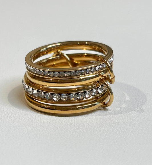 Arabella - Multi Linked Ring - Stainless Steel with Cubic Zirconia