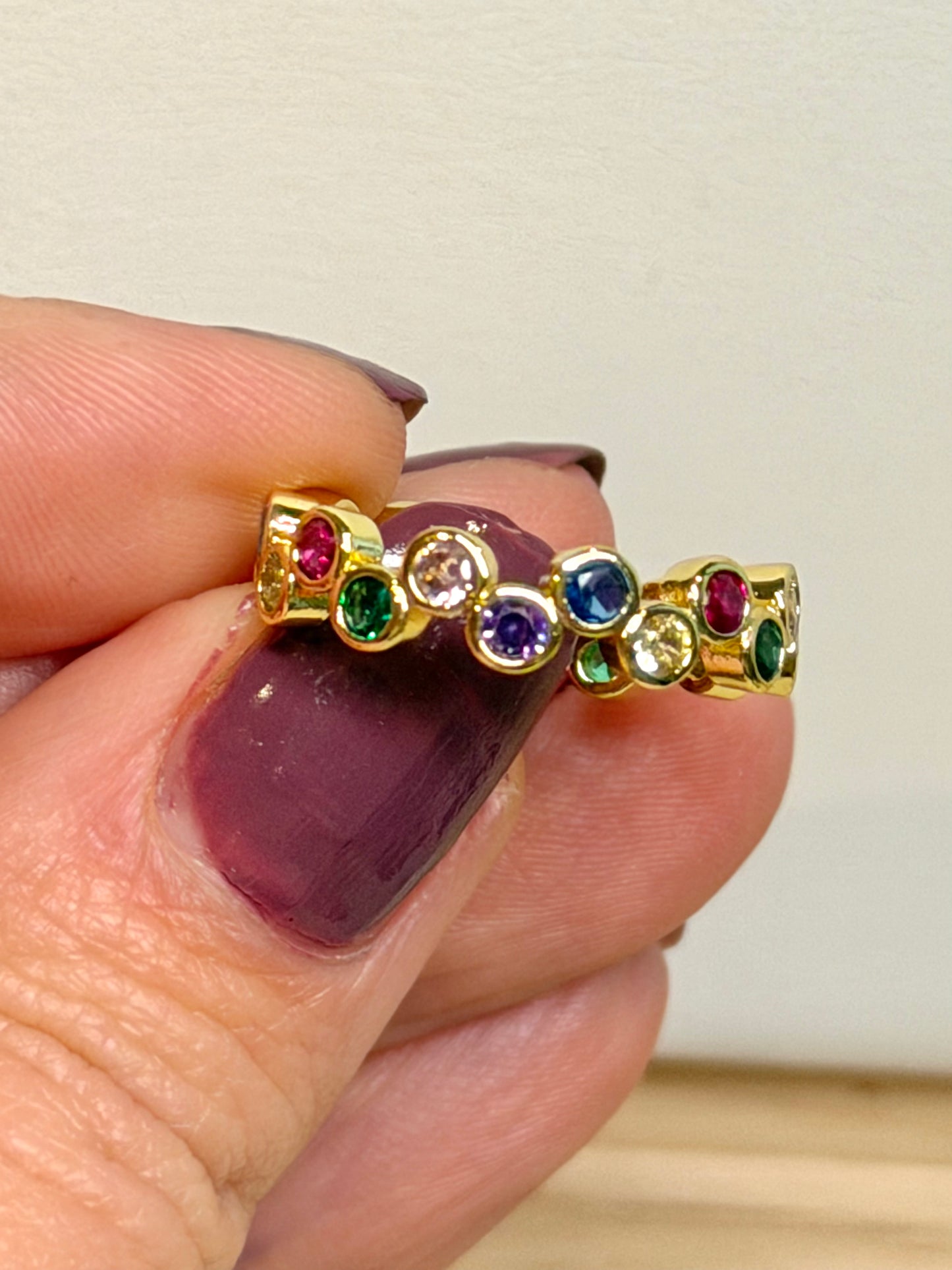 Stainless Steel Coloured Cubic Zirconia Adjustable Ring