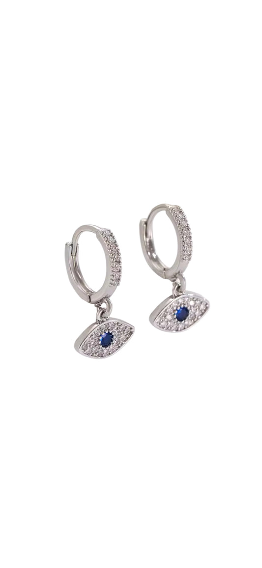 925 Evil Eye Hoops Earrings