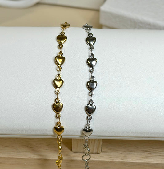 Cordelia - Multi Heart Bracelet - Stainless Steel