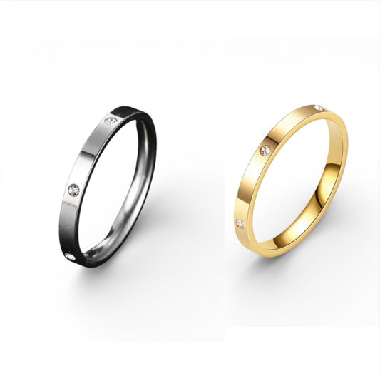 Fern -Band Ring with Channel Set Stones