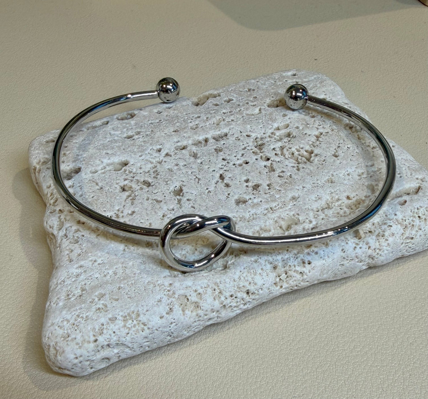 Knot Open Bangle - Stainless Steel