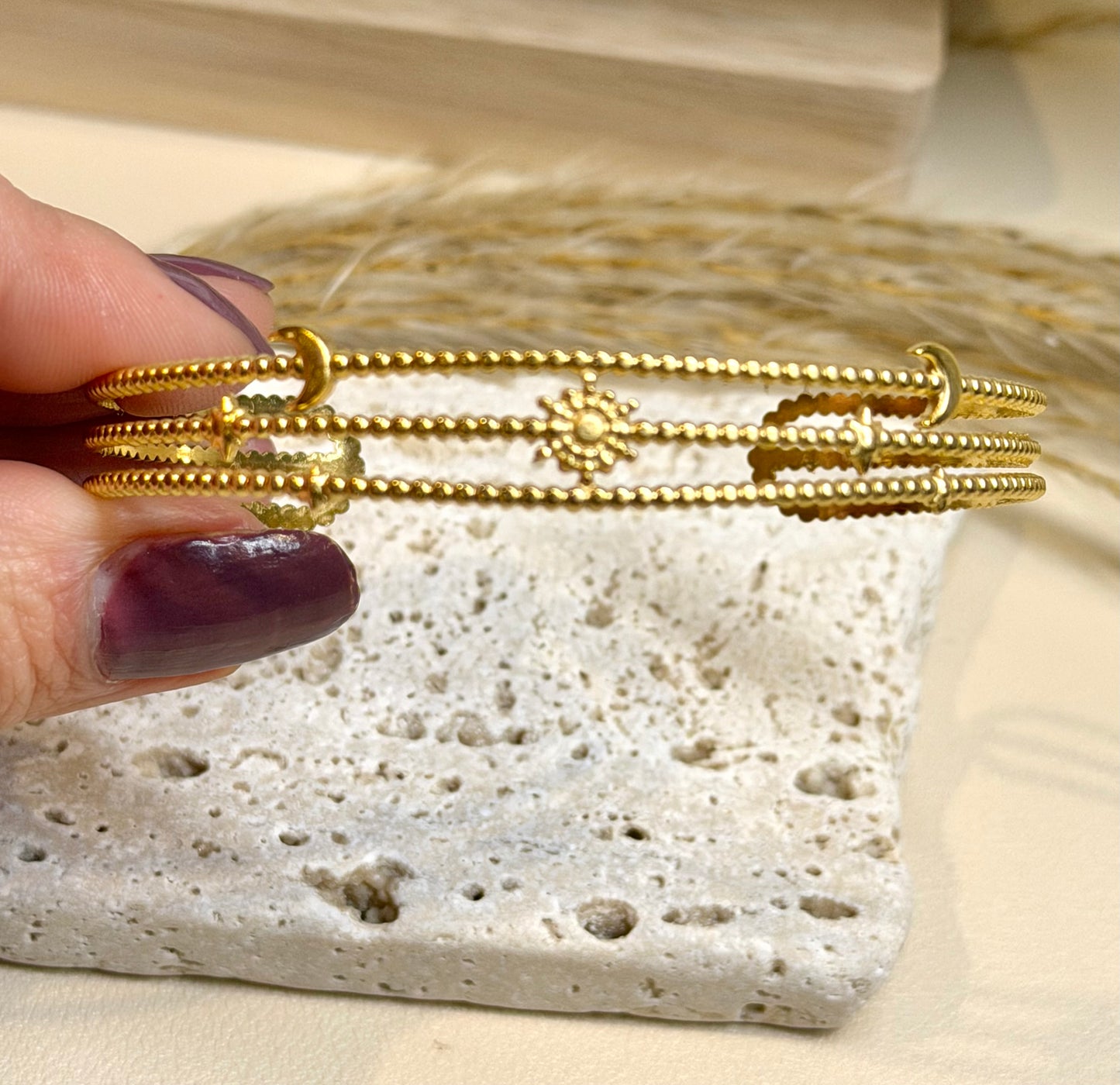 Celestial Open Bangle - Stainless Steel