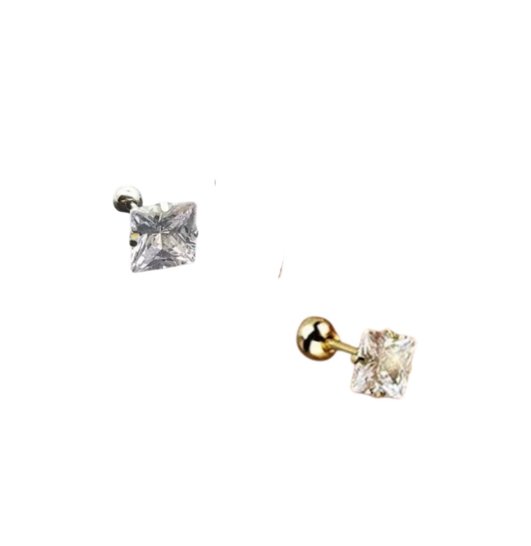 Single Square Stone Stud