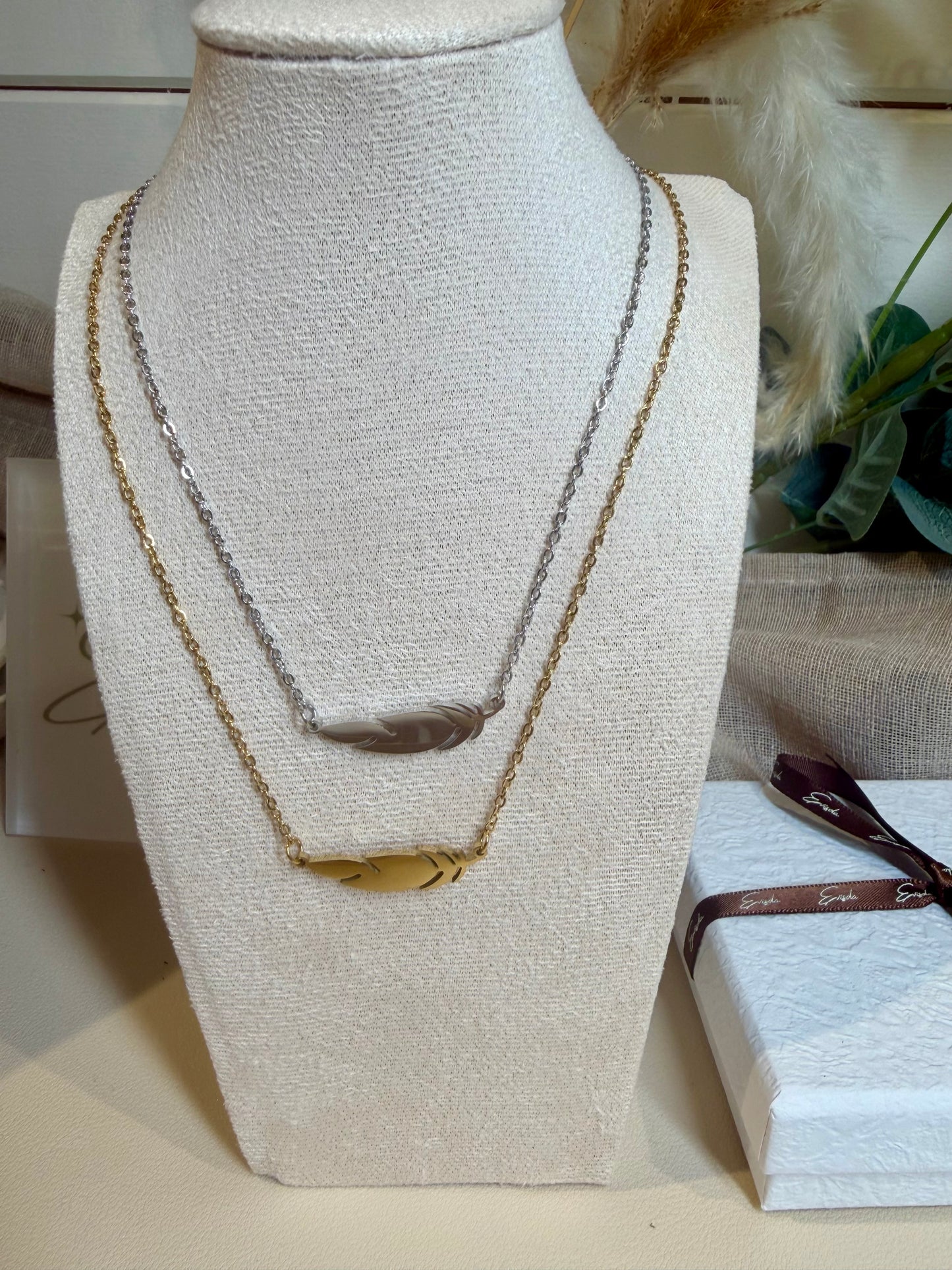 Feather Necklace - Stainless Steel