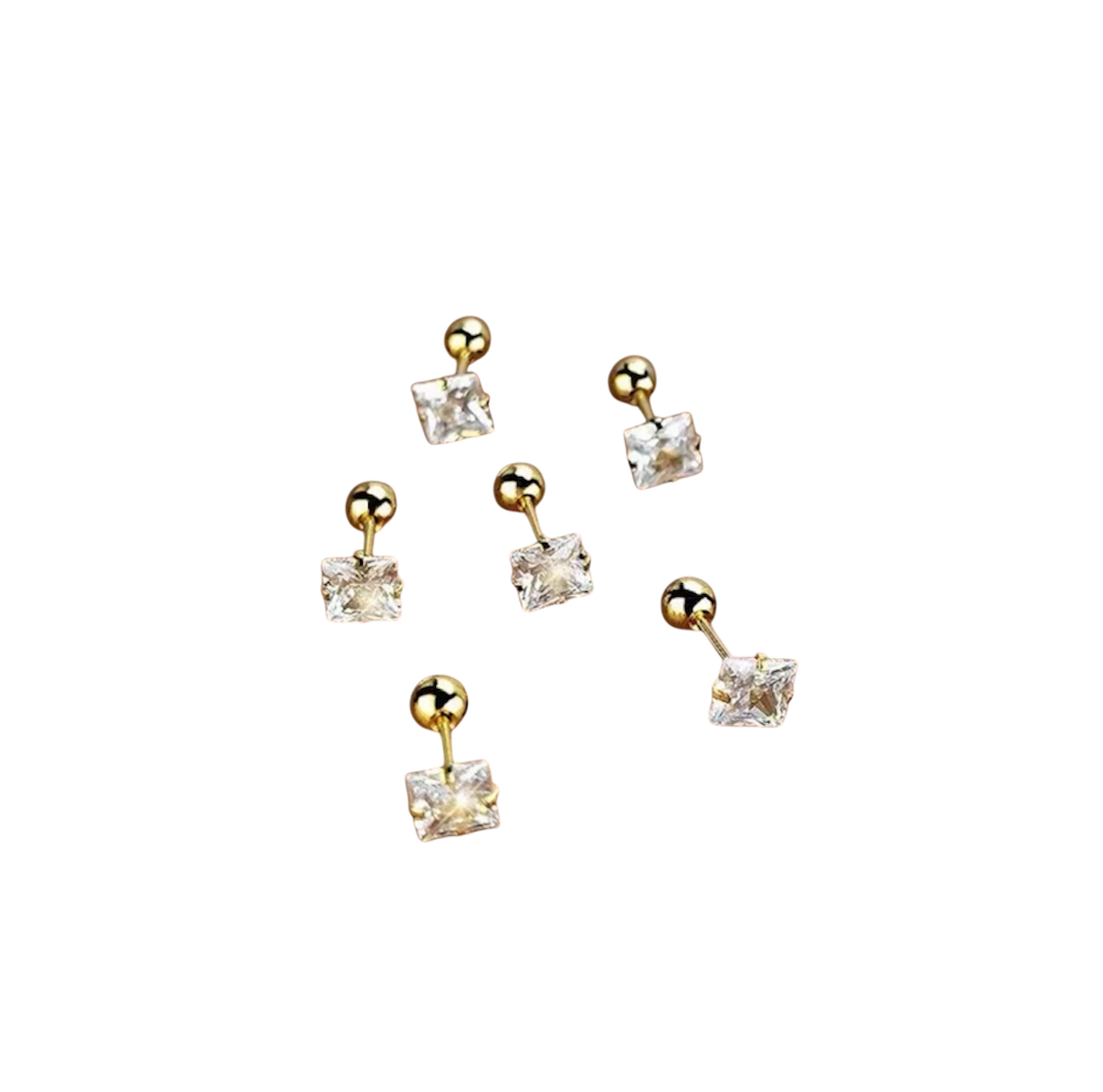 Single Square Stone Stud