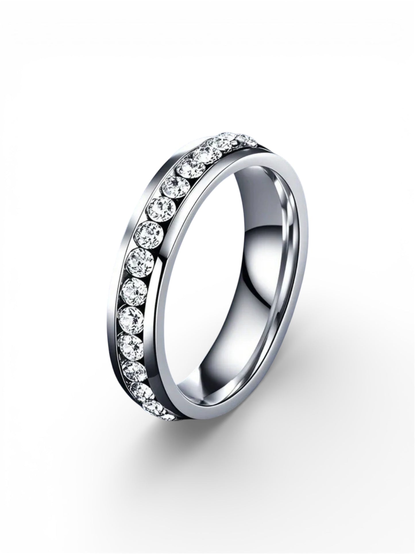 Ivy - Single Row Round Stone Band Ring