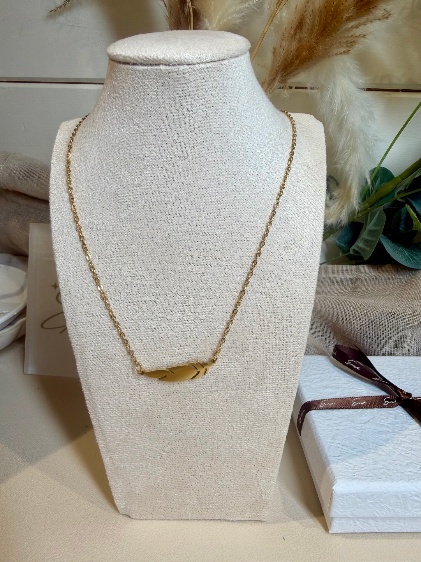 Feather Necklace - Stainless Steel