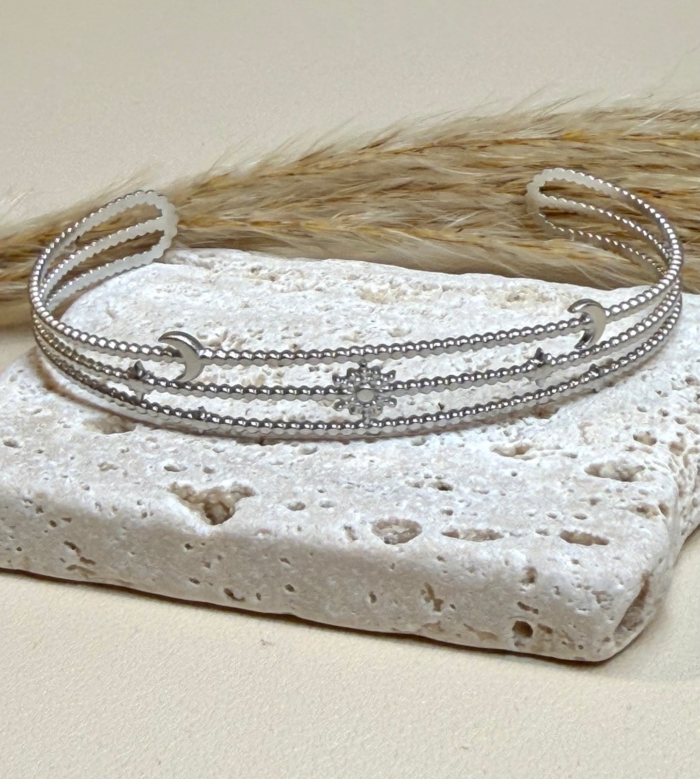 Celestial Open Bangle - Stainless Steel