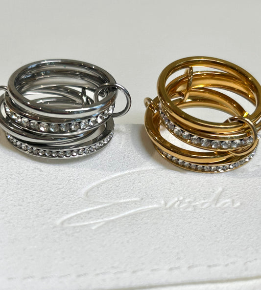 Arabella - Multi Linked Ring - Stainless Steel with Cubic Zirconia