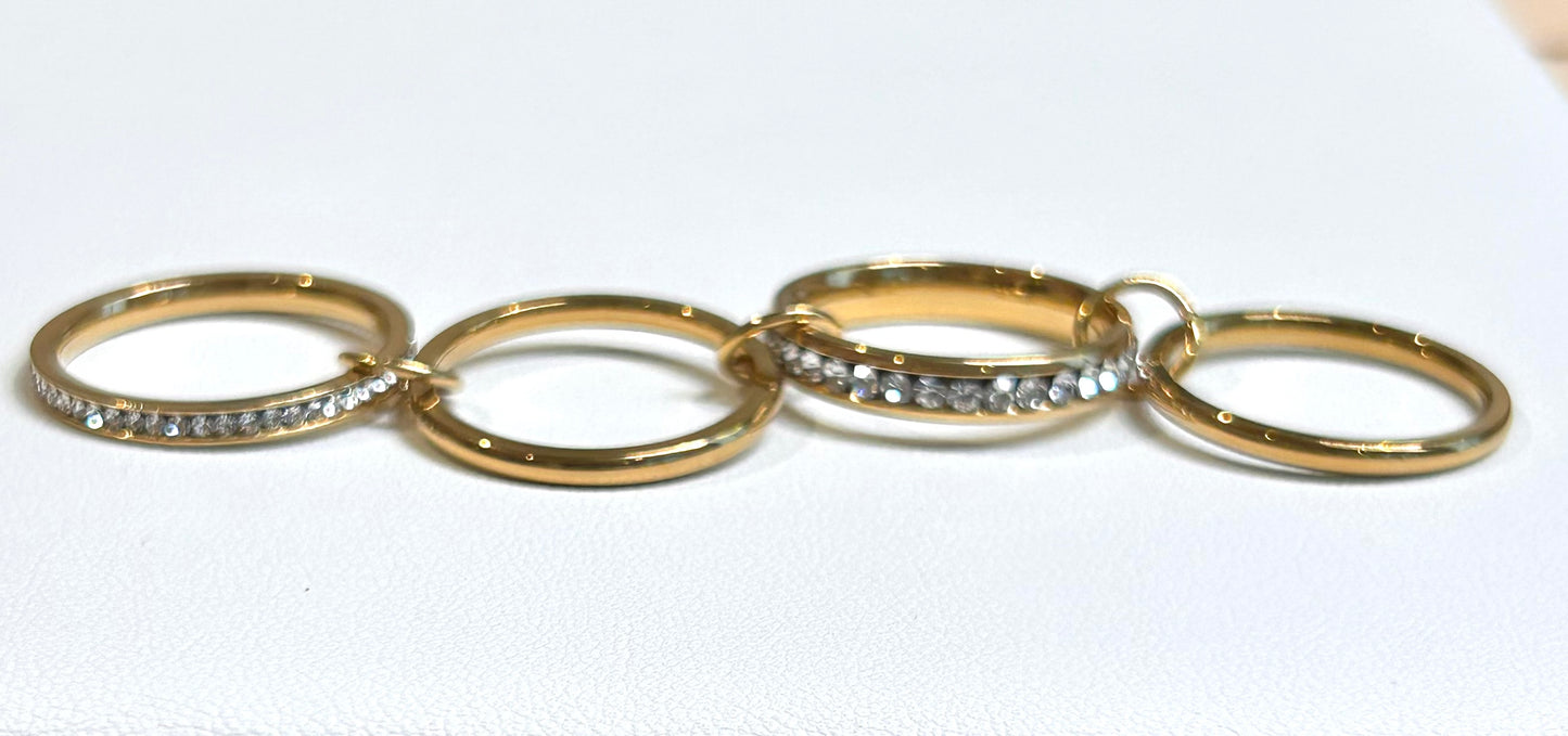 Arabella - Multi Linked Ring - Stainless Steel with Cubic Zirconia