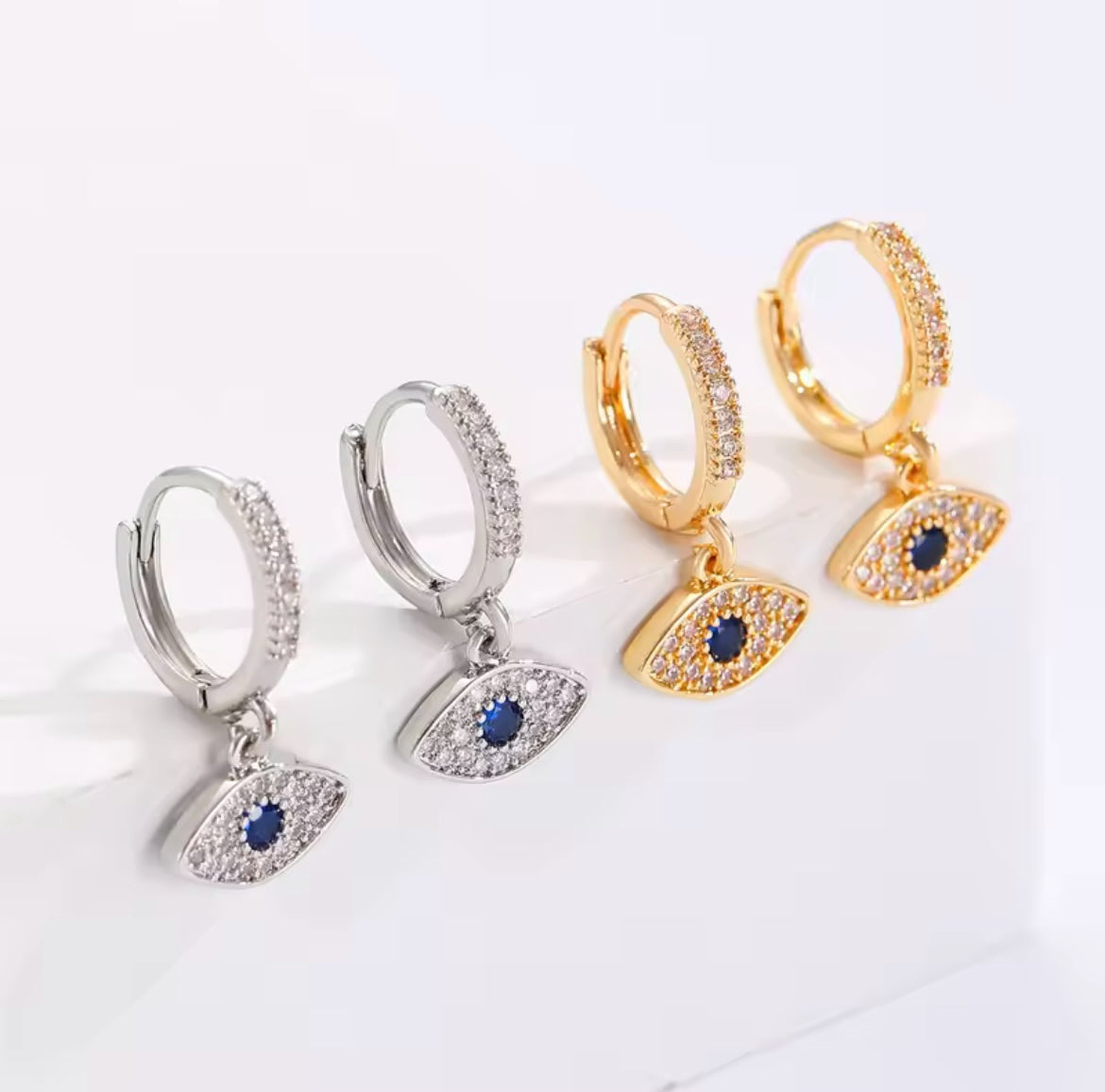 925 Evil Eye Hoops Earrings
