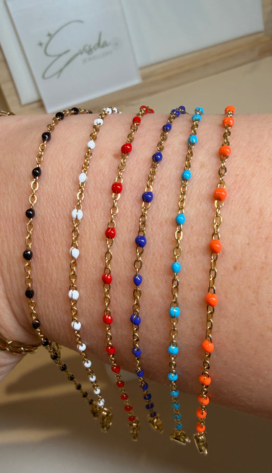 Millie Dainty Stainless Steel Bracelet with Colourful Enamel Beads