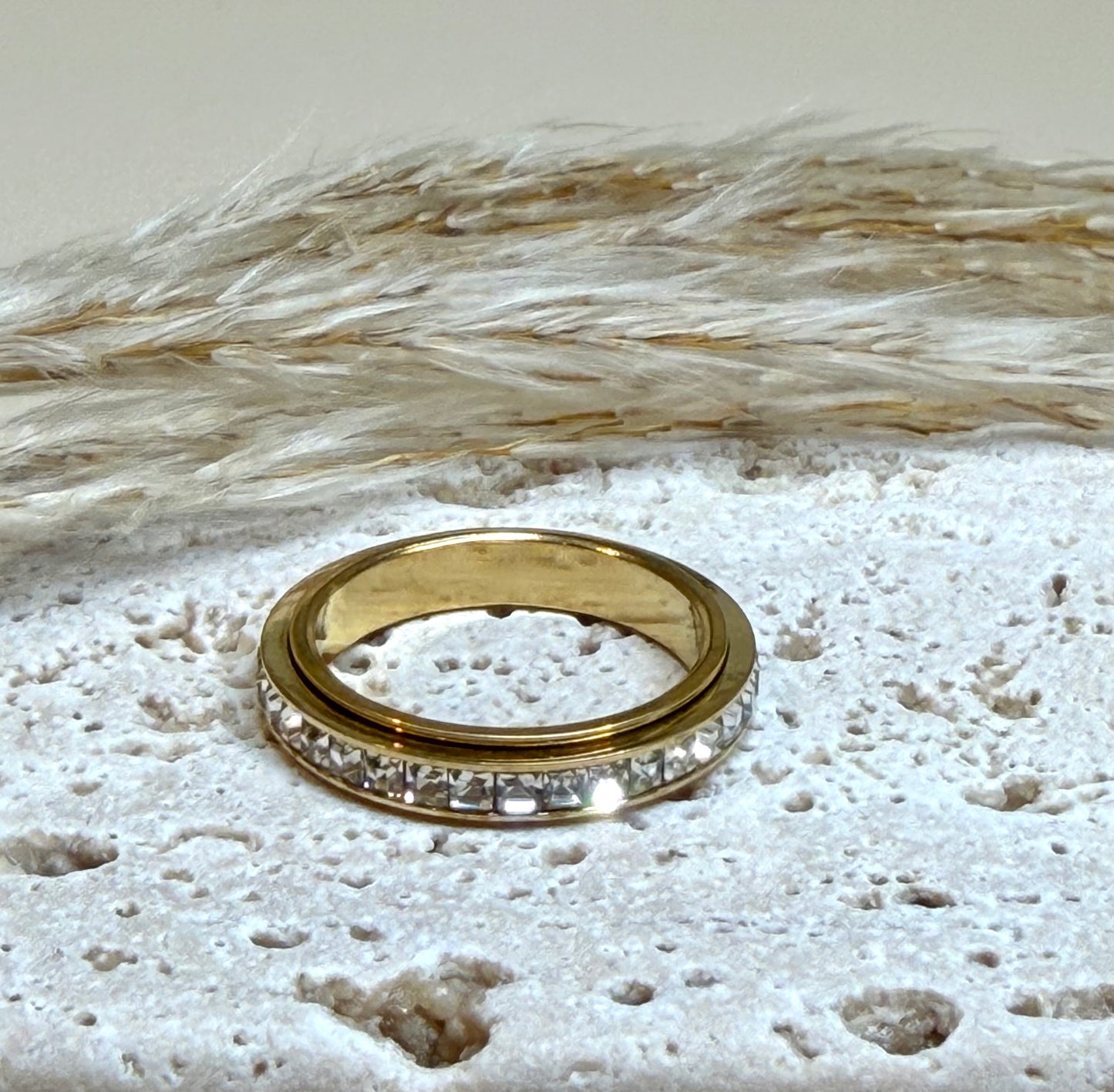 Spinning Stainless Steel Ring with Cubic Zirconia