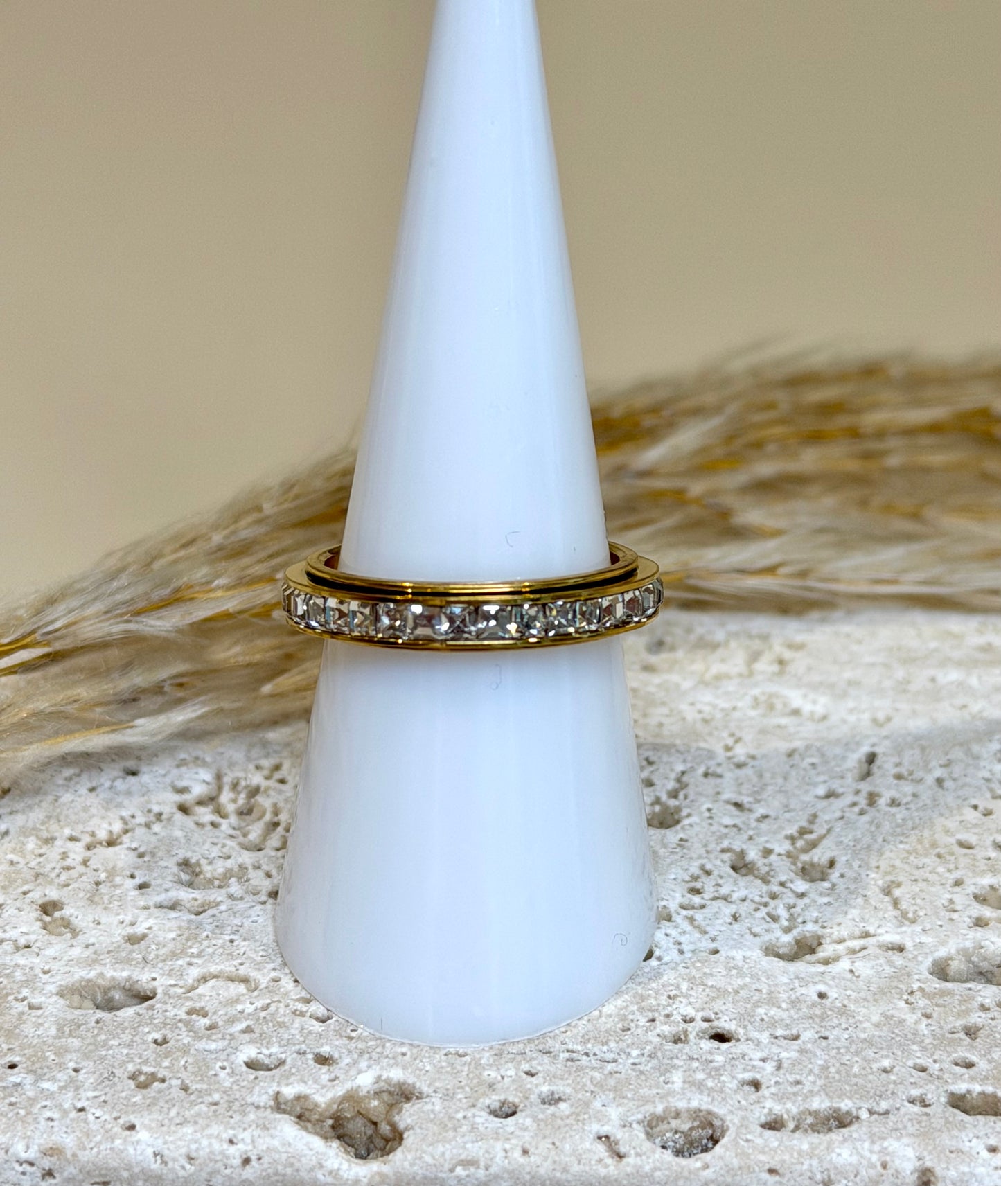 Spinning Stainless Steel Ring with Cubic Zirconia