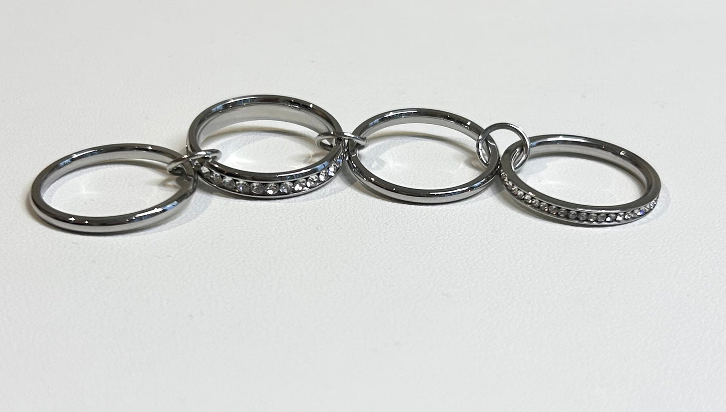 Arabella - Multi Linked Ring - Stainless Steel with Cubic Zirconia