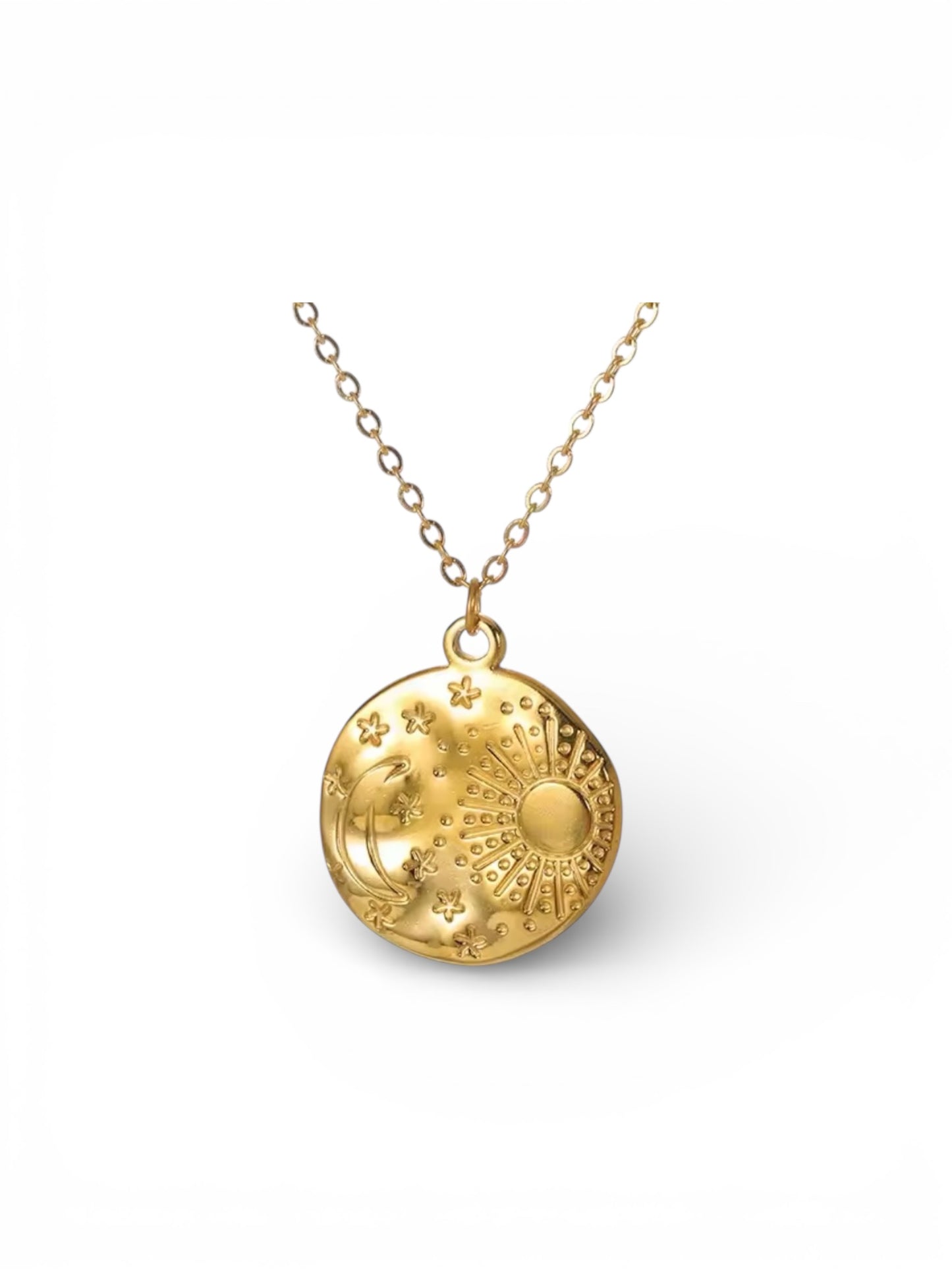 Celestial Sun & Moon Disc Necklace