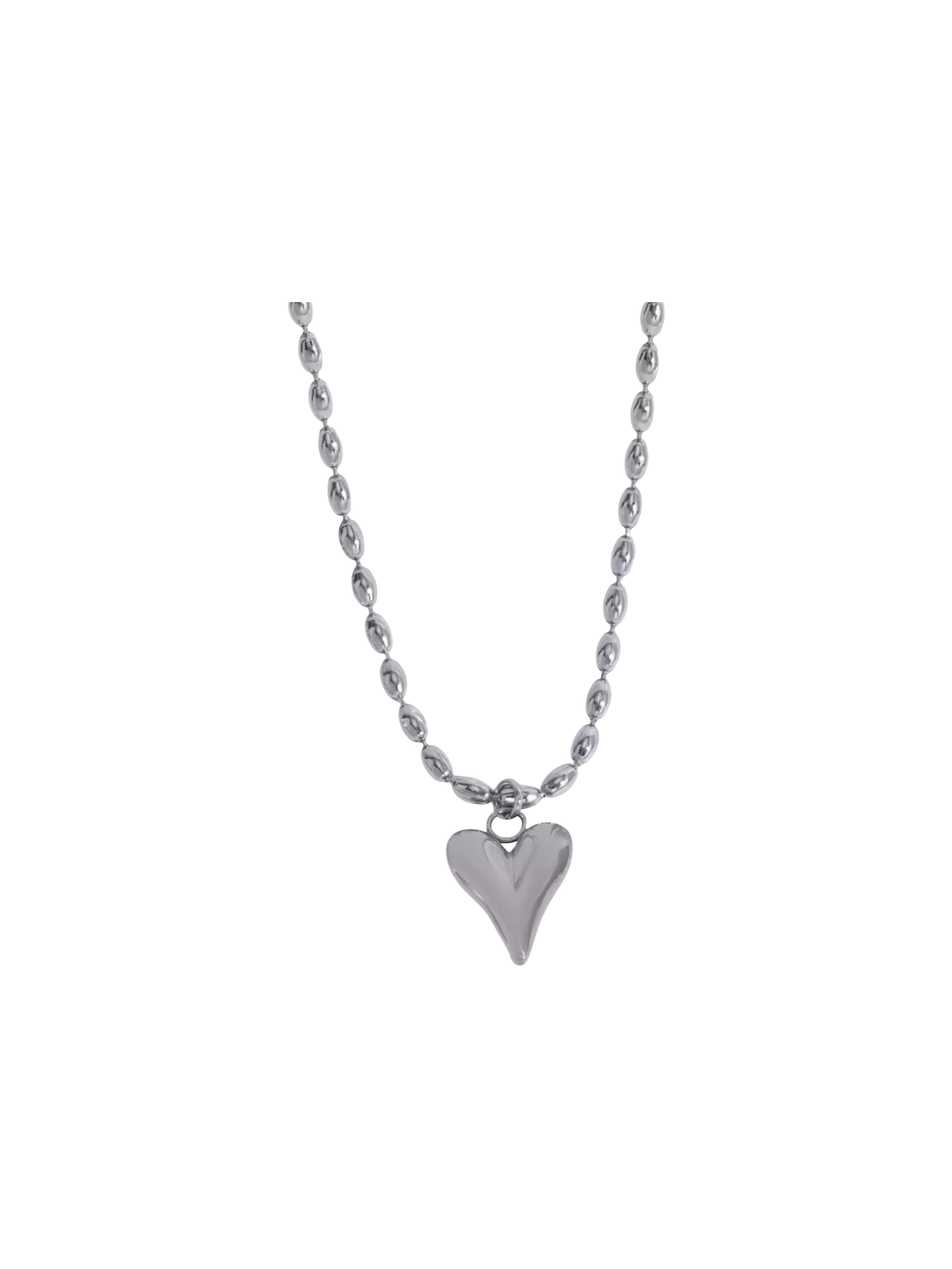 Bead Chain with Heart Pendant Necklace