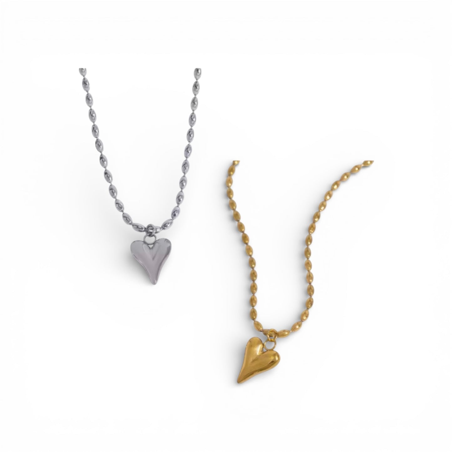 Bead Chain with Heart Pendant Necklace