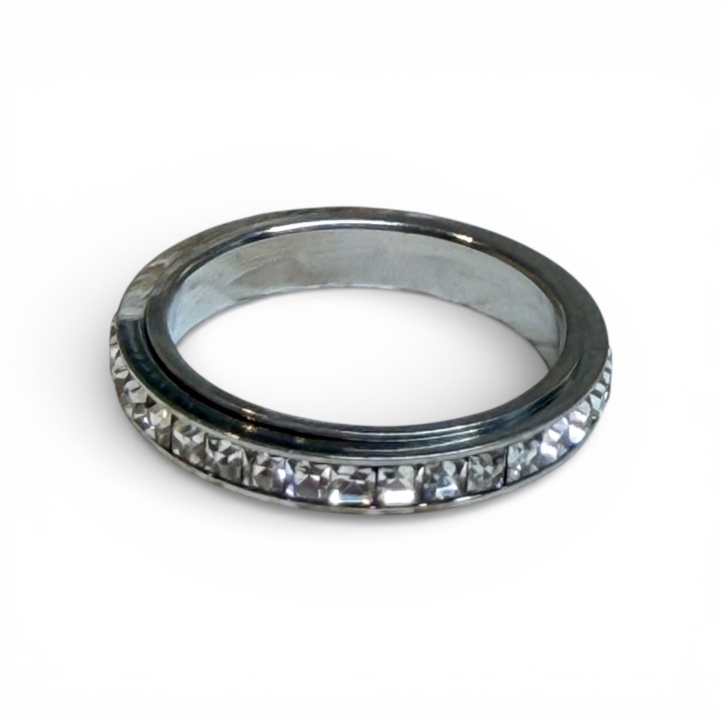 Spinning/Fidget Stainless Steel Ring with Stones