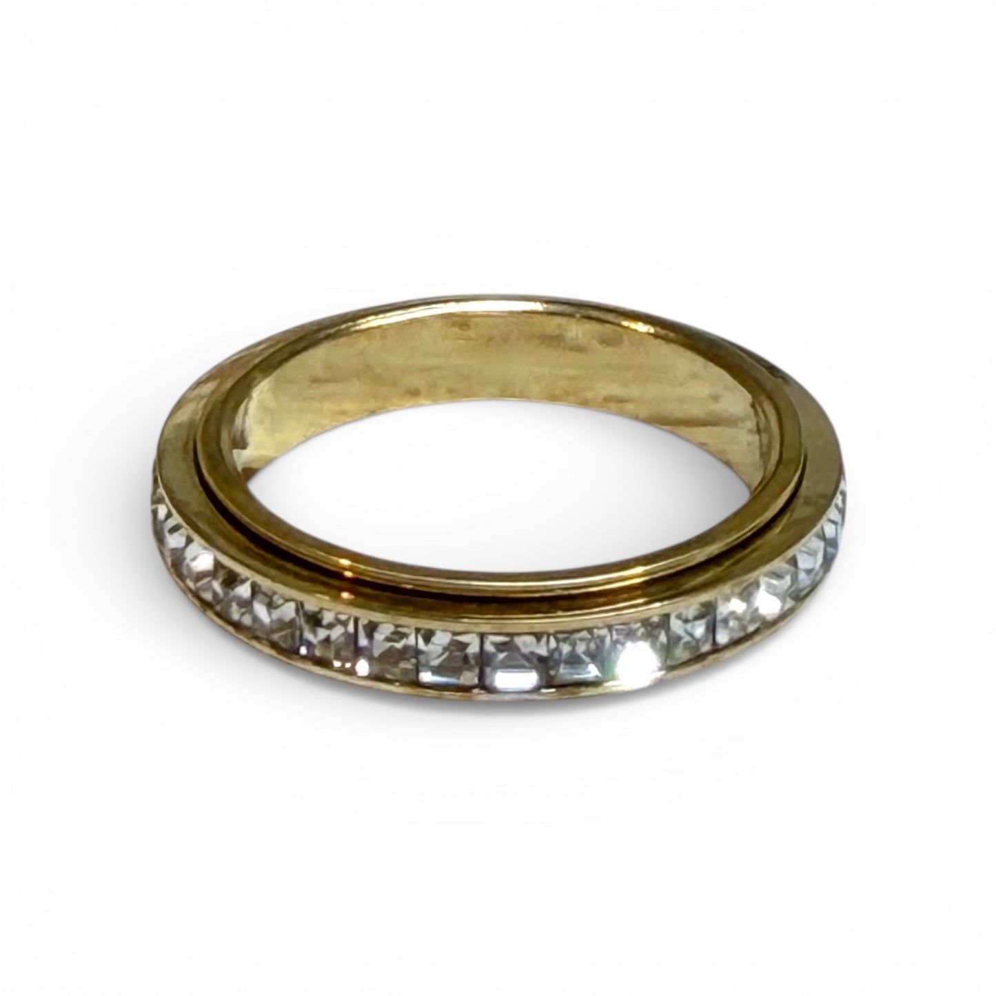 Spinning/Fidget Stainless Steel Ring with Stones